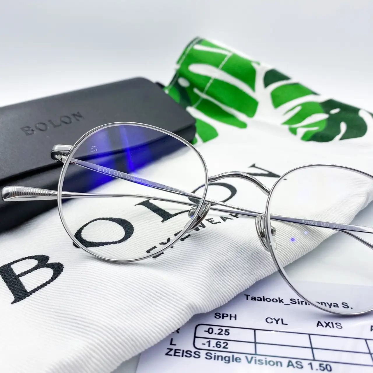 กรอบแว่น Bolon เลนส์ Zeiss Single Vision Rx 1.50 As DuraVision Blueprotect4