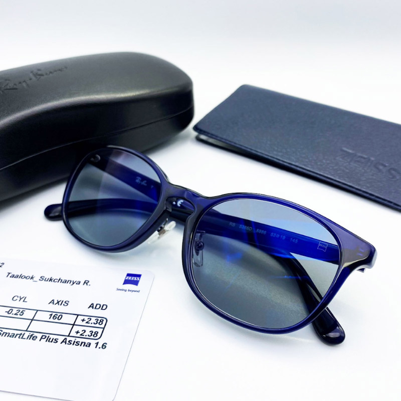 แว่นตา Ray-Ban ตัดเลนส์ Zeiss โปรเกรสซีฟ พร้อมกล่องและการ์ดเลนส์