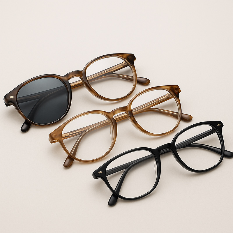 แว่นตา 3 แบบเปรียบเทียบเลนส์ออโต้ เลนส์โปรเกรสซีฟ และเลนส์ชั้นเดียว