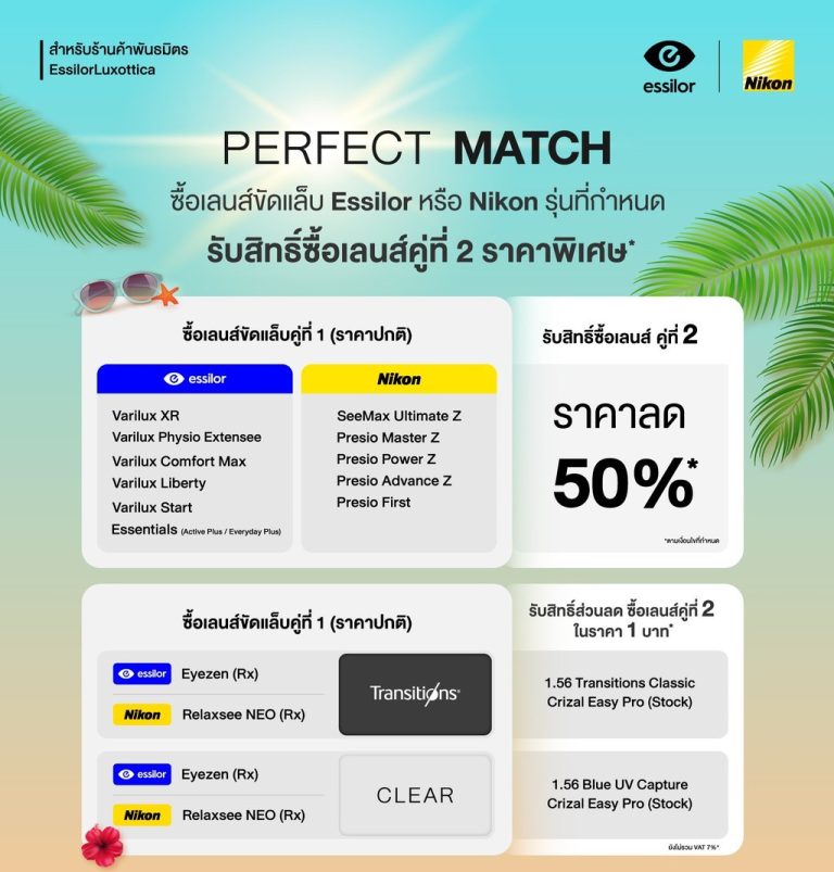 โปรโมชั่นพิเศษ!! Essilor และ Nikon